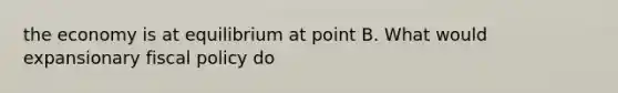 the economy is at equilibrium at point B. What would expansionary fiscal policy do