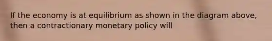 If the economy is at equilibrium as shown in the diagram above, then a contractionary <a href='https://www.questionai.com/knowledge/kEE0G7Llsx-monetary-policy' class='anchor-knowledge'>monetary policy</a> will