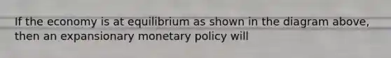 If the economy is at equilibrium as shown in the diagram above, then an expansionary monetary policy will