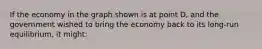 If the economy in the graph shown is at point D, and the government wished to bring the economy back to its long-run equilibrium, it might: