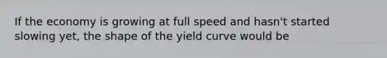 If the economy is growing at full speed and hasn't started slowing yet, the shape of the yield curve would be