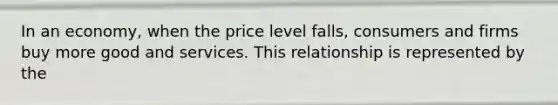 In an economy, when the price level falls, consumers and firms buy more good and services. This relationship is represented by the