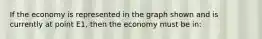 If the economy is represented in the graph shown and is currently at point E1, then the economy must be in: