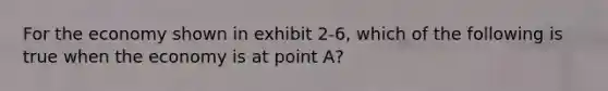 For the economy shown in exhibit 2-6, which of the following is true when the economy is at point A?