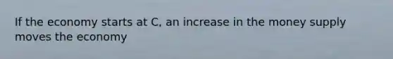 If the economy starts at C, an increase in the money supply moves the economy