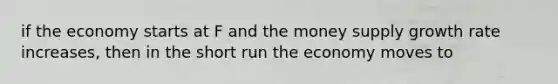 if the economy starts at F and the money supply growth rate increases, then in the short run the economy moves to