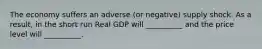 The economy suffers an adverse (or negative) supply shock. As a result, in the short run Real GDP will __________ and the price level will __________.