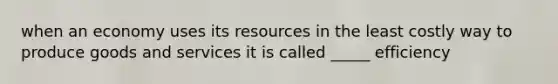 when an economy uses its resources in the least costly way to produce goods and services it is called _____ efficiency