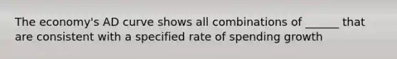 The economy's AD curve shows all combinations of ______ that are consistent with a specified rate of spending growth