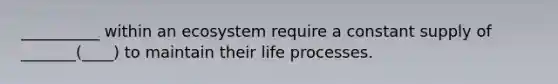 __________ within an ecosystem require a constant supply of _______(____) to maintain their life processes.