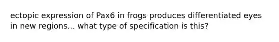 ectopic expression of Pax6 in frogs produces differentiated eyes in new regions... what type of specification is this?