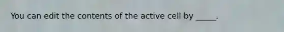 You can edit the contents of the active cell by _____.