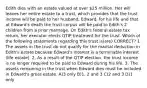 Edith dies with an estate valued at over 25 million. Her will leaves her entire estate to a trust, which provides that the trust income will be paid to her husband, Edward, for his life and that at Edward's death the trust corpus will be paid to Edith's 2 children from a prior marriage. On Edith's federal estate tax return, her executor elects QTIP treatment for the trust. Which of the following statements regarding this trust is(are) CORRECT? 1. The assets in the trust do not qualify for the marital deduction in Edith's estate because Edward's interest is a terminable interest (life estate). 2. As a result of the QTIP election, the trust income is no longer required to be paid to Edward during his life. 3. The assets remaining in the trust when Edward dies must be included in Edward's gross estate. A)3 only B)1, 2 and 3 C)2 and 3 D)1 only