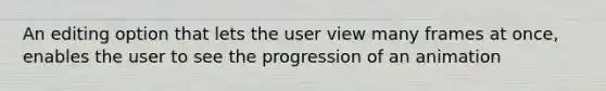 An editing option that lets the user view many frames at once, enables the user to see the progression of an animation