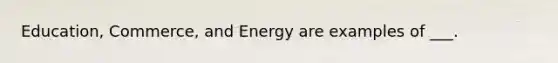 Education, Commerce, and Energy are examples of ___.