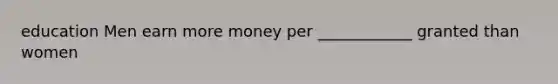 education Men earn more money per ____________ granted than women