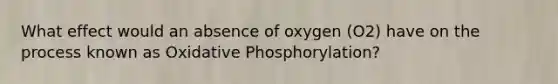 What effect would an absence of oxygen (O2) have on the process known as Oxidative Phosphorylation?