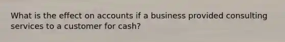 What is the effect on accounts if a business provided consulting services to a customer for cash?