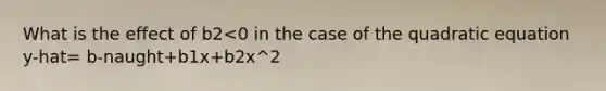 What is the effect of b2<0 in the case of the quadratic equation y-hat= b-naught+b1x+b2x^2