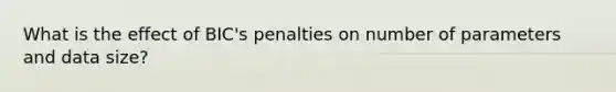 What is the effect of BIC's penalties on number of parameters and data size?