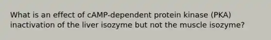 What is an effect of cAMP-dependent protein kinase (PKA) inactivation of the liver isozyme but not the muscle isozyme?