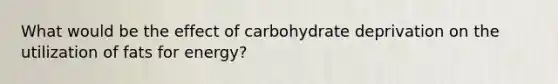 What would be the effect of carbohydrate deprivation on the utilization of fats for energy?