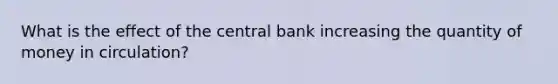 What is the effect of the central bank increasing the quantity of money in circulation?