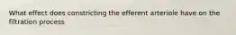 What effect does constricting the efferent arteriole have on the filtration process