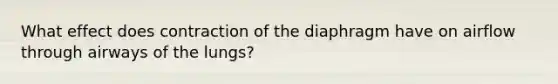 What effect does contraction of the diaphragm have on airflow through airways of the lungs?