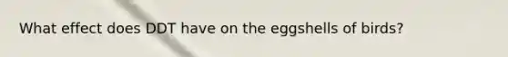 What effect does DDT have on the eggshells of birds?