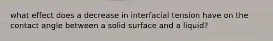 what effect does a decrease in interfacial tension have on the contact angle between a solid surface and a liquid?