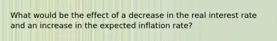 What would be the effect of a decrease in the real interest rate and an increase in the expected inflation rate?