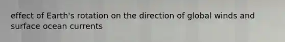 effect of Earth's rotation on the direction of global winds and surface ocean currents