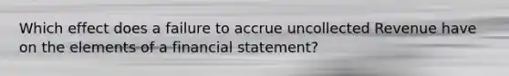 Which effect does a failure to accrue uncollected Revenue have on the elements of a financial statement?