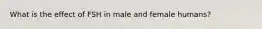 What is the effect of FSH in male and female humans?