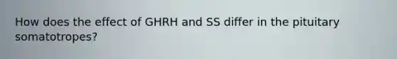 How does the effect of GHRH and SS differ in the pituitary somatotropes?