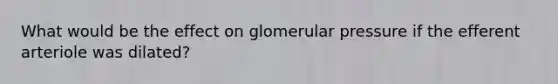 What would be the effect on glomerular pressure if the efferent arteriole was dilated?