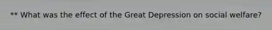 ** What was the effect of the Great Depression on social welfare?
