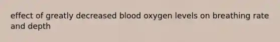 effect of greatly decreased blood oxygen levels on breathing rate and depth