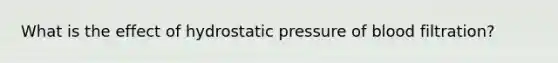 What is the effect of hydrostatic pressure of blood filtration?