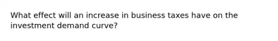 What effect will an increase in business taxes have on the investment demand curve?