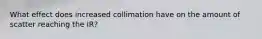 What effect does increased collimation have on the amount of scatter reaching the IR?