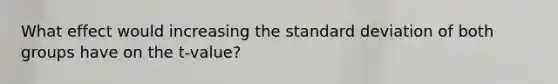 What effect would increasing the standard deviation of both groups have on the t-value?