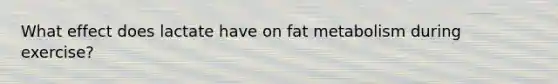 What effect does lactate have on fat metabolism during exercise?