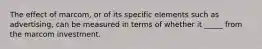 The effect of marcom, or of its specific elements such as advertising, can be measured in terms of whether it _____ from the marcom investment.