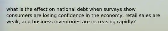 what is the effect on national debt when surveys show consumers are losing confidence in the economy, retail sales are weak, and business inventories are increasing rapidly?