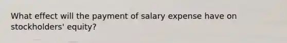 What effect will the payment of salary expense have on stockholders' equity?