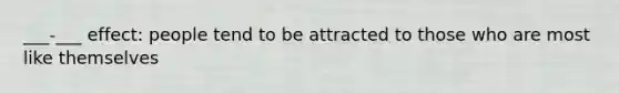 ___-___ effect: people tend to be attracted to those who are most like themselves