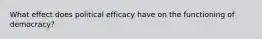 What effect does political efficacy have on the functioning of democracy?