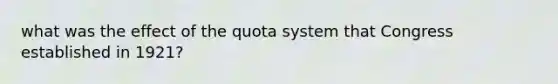 what was the effect of the quota system that Congress established in 1921?